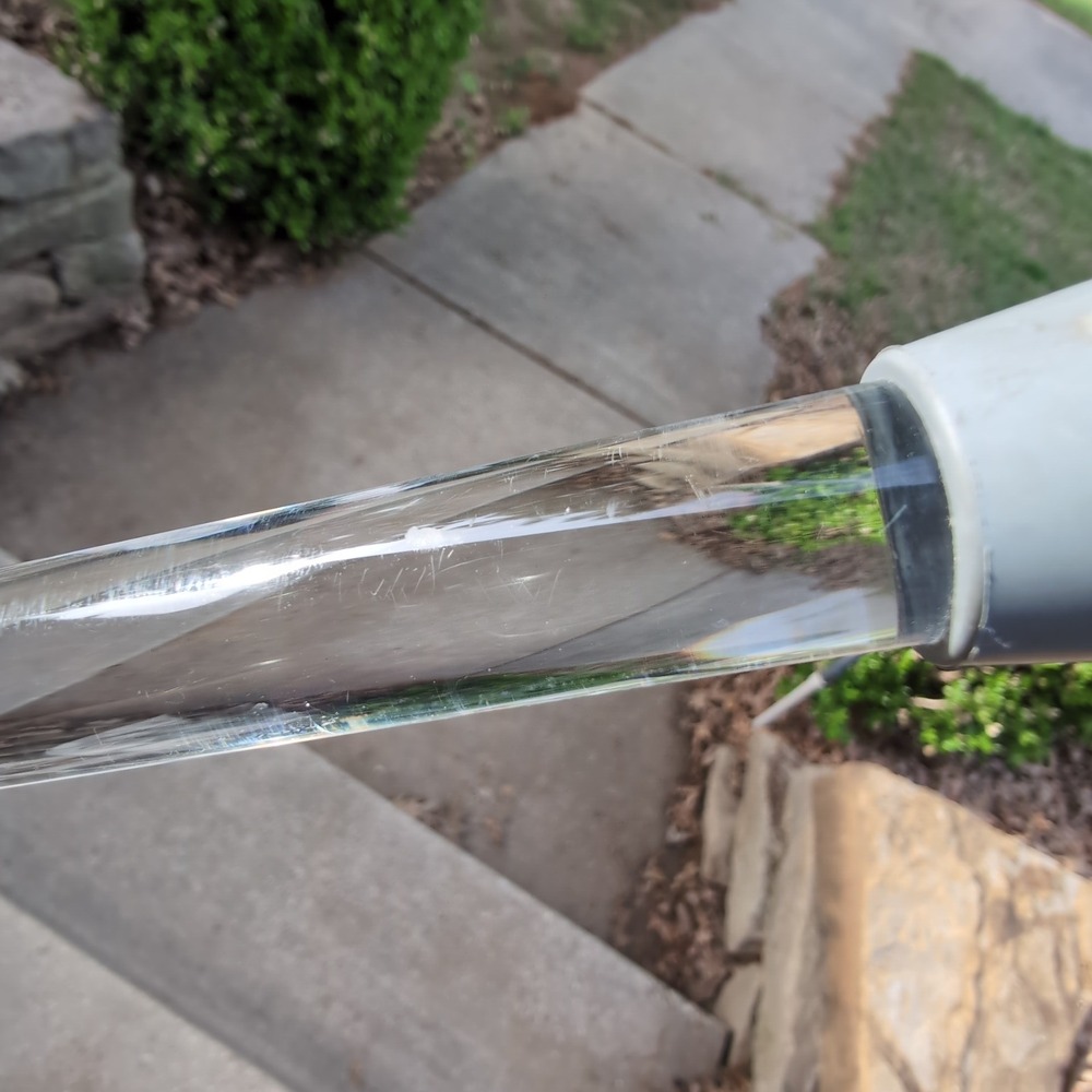 Lucite Walking Cane 32in Clear Acrylic Derby Contour Handle Modernist Right Hand - Picture 10 of 11